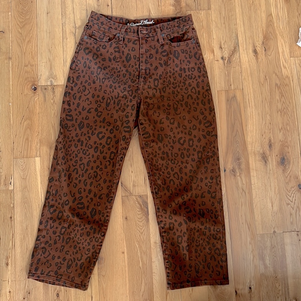 High waisted cheetah print jean pant